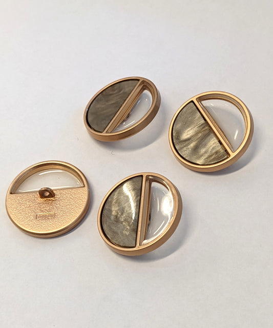 Knopf grün/grau/kupfer und durchsichtig ca. ⌀ 28 mm