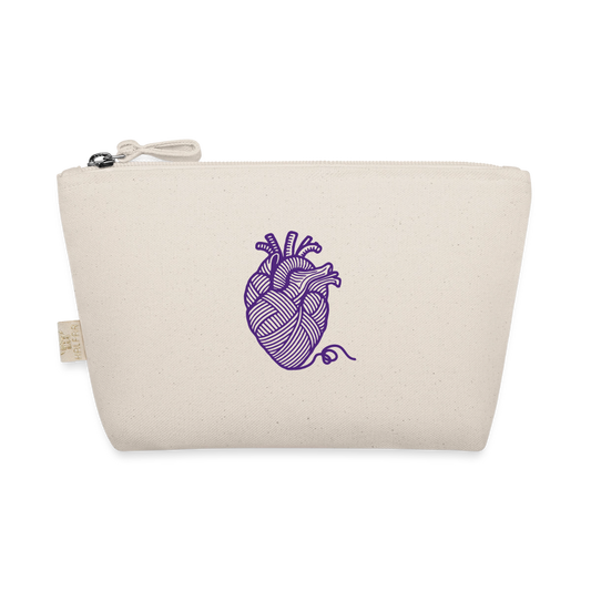 "Heart full of yarn" Täschchen aus Bio-Baumwolle - Natur