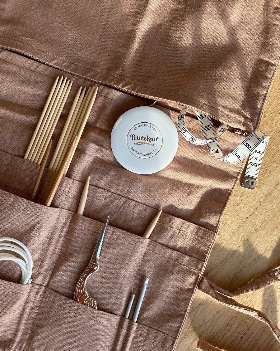 Knitter's Needle Case - To Go in Praline Seersucker