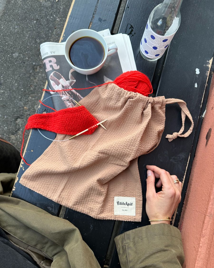 Knitter's String Bag - Praline Seersucker