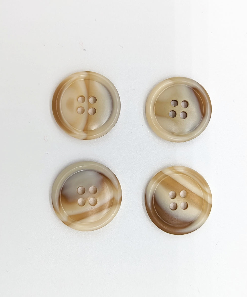 Knopf beige-hellbraun aus Galalith in Hornoptik, ⌀ 15 mm, 20 mm, 25 mm