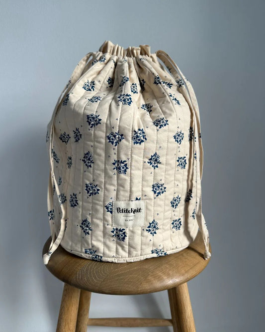 Get Your Knit Together Bag "Midnight Blue Flower" (large)