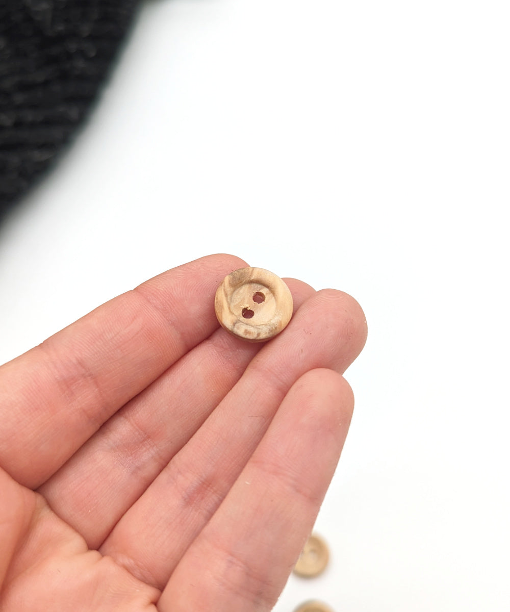 Holzknopf matt mit 2 Löchern, ⌀15 mm, ⌀18 mm, ⌀23 mm