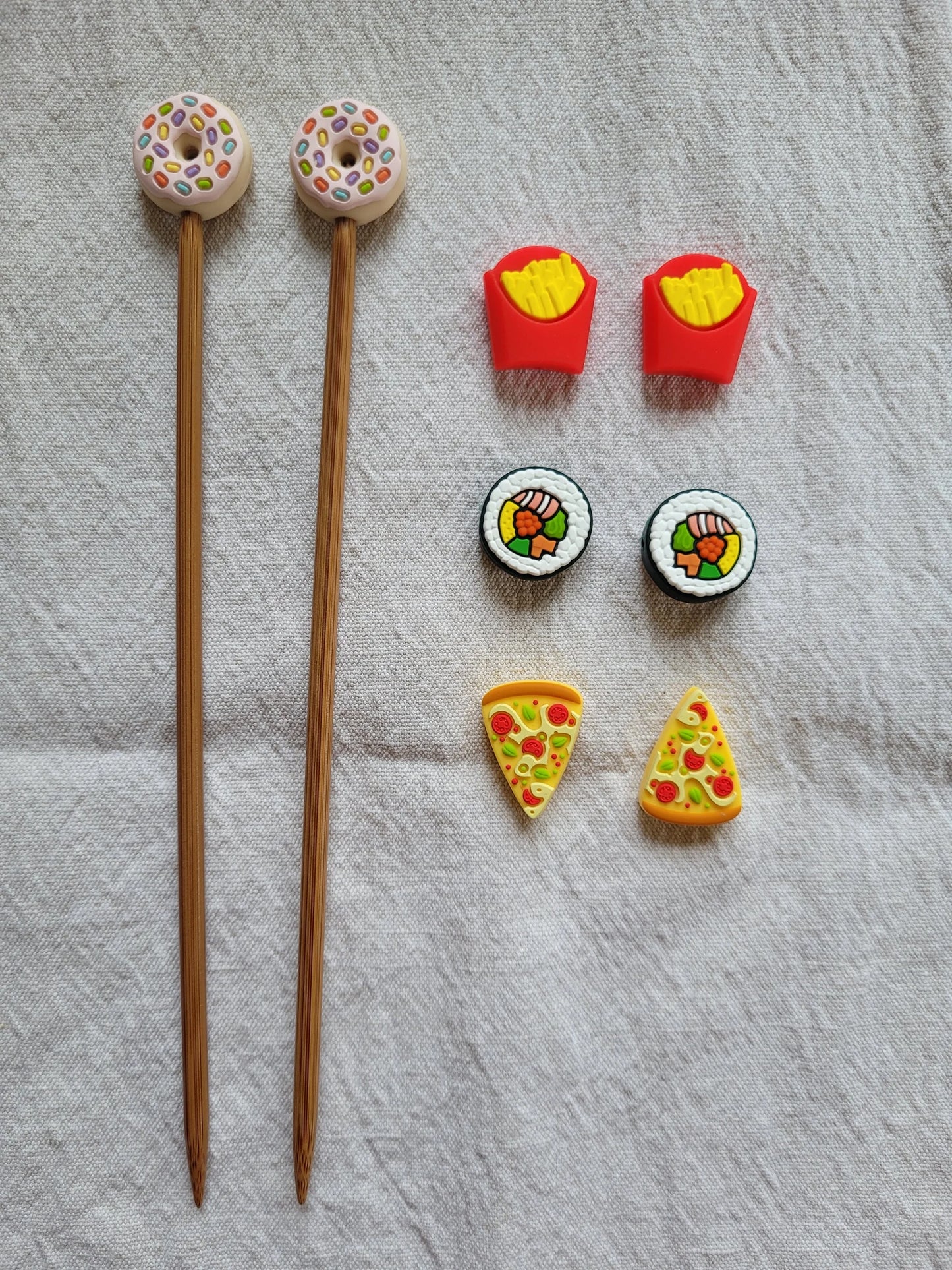 Nadelstopper / Maschenstopper Food: Sushi / Pommes / Pizza /Donut (Set 2 Stk)