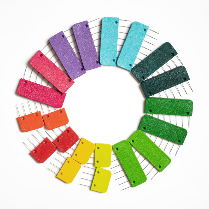Kammnadelbox / Spannkämme Regenbogen 20 Stk. zum blocken von Strickstücken