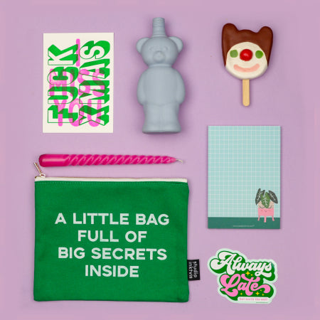 Canvas Baumwoll Tasche "A little bag full of big secrets" grün