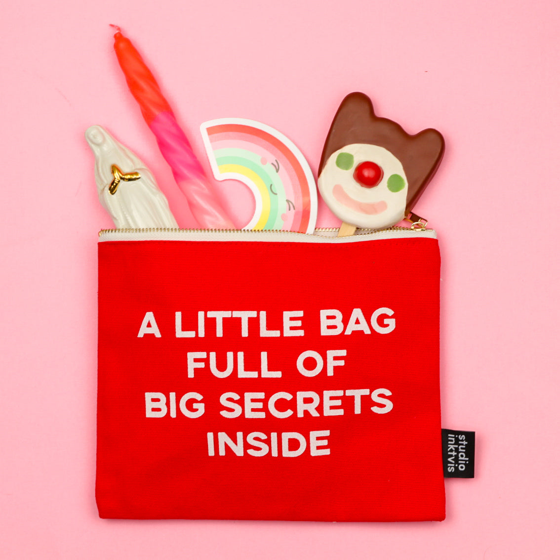 Canvas Baumwoll Tasche "A little bag full of big secrets" rot