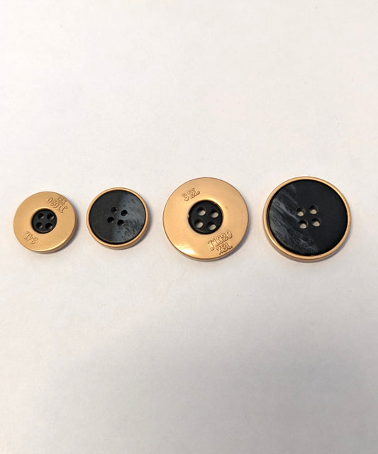 Knopf schwarz/kupfer (2 versch. Größen)