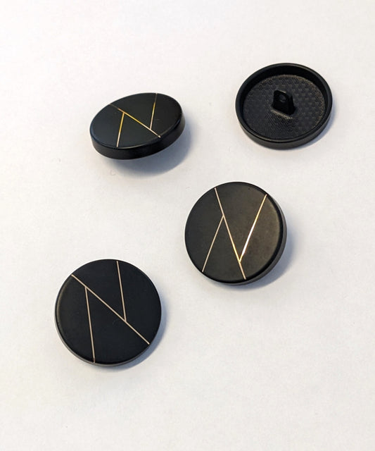 Knopf schwarz/reflektierend 80es Look ca. ⌀ 23 mm