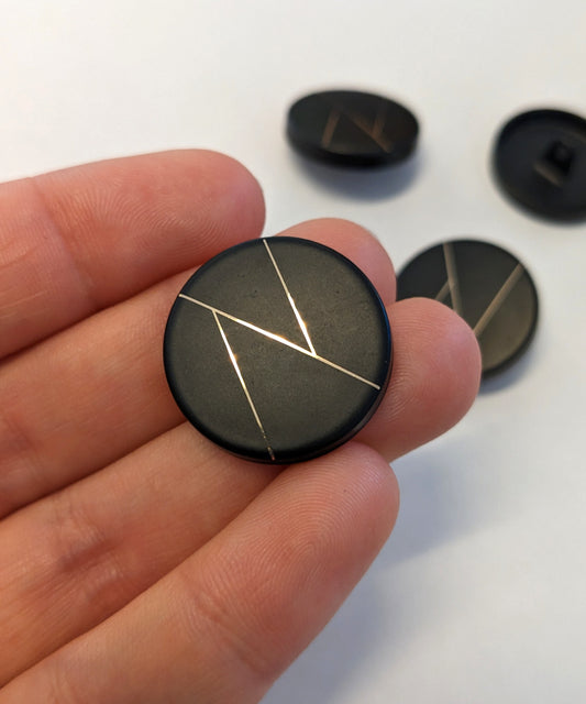 Knopf schwarz/reflektierend 80es Look ca. ⌀ 23 mm