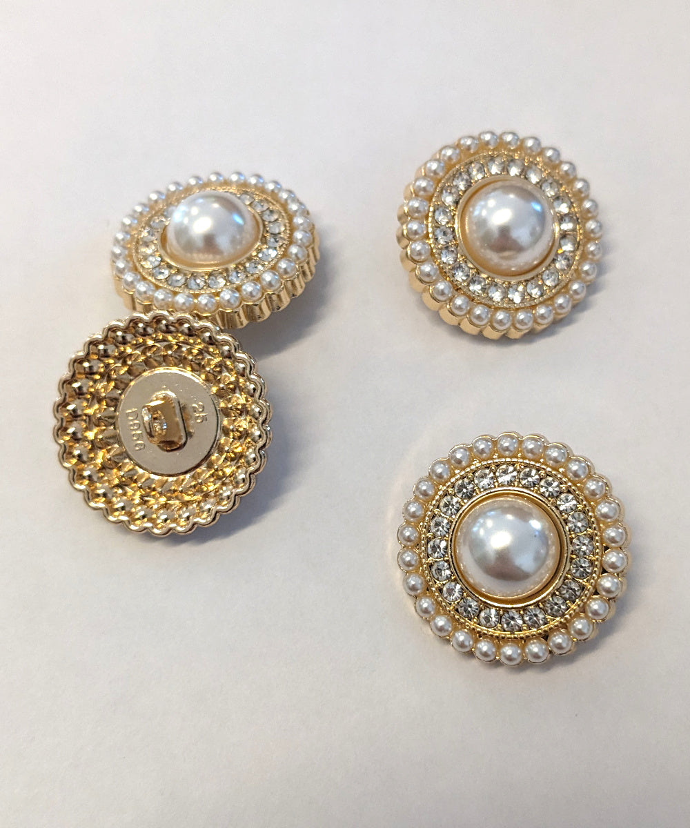 Knopf mit Perlen und bling bling ca. ⌀ 25 mm