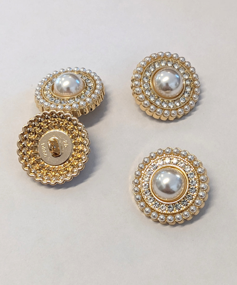 Knopf mit Perlen und bling bling ca. ⌀ 25 mm