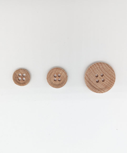 Holzknopf matt mit 4 Löchern, ⌀12mm, 15mm, 23mm