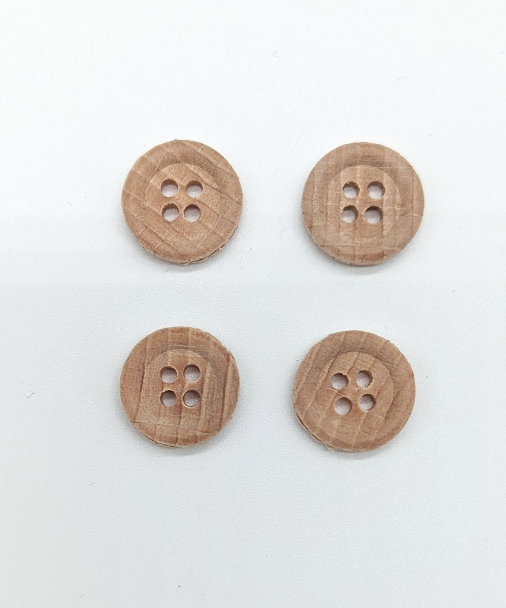 Holzknopf matt mit 4 Löchern, ⌀12mm, 15mm, 23mm